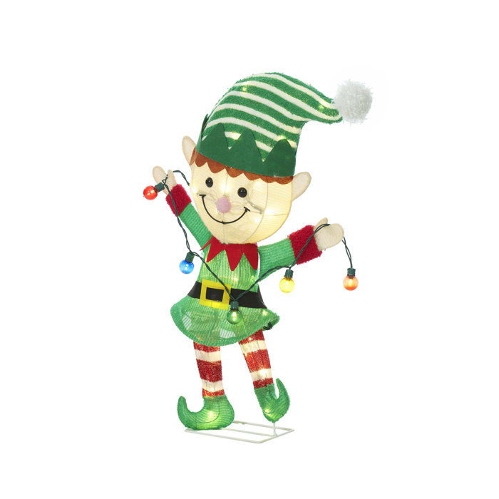 The Holiday Aisle® Tinsel Elf with String Lights & Reviews Wayfair